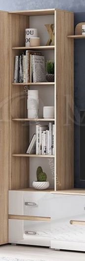 Пенал открытый Ким Белый глянец, Дуб Сонома