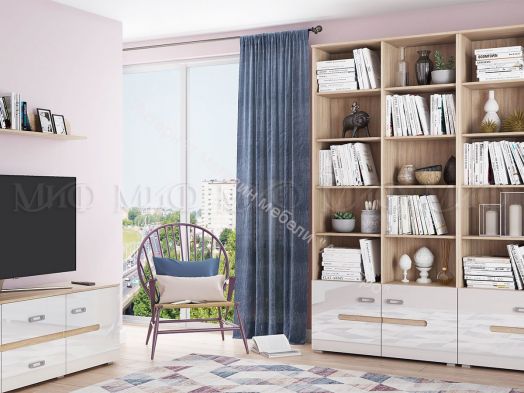 Стеллаж Ким Белый глянец, Дуб Венге