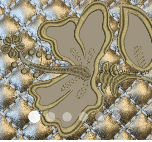 «Гибискус» для объемной машинной вышивки на стеганой основе (Валентина Букеева)