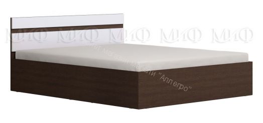 Кровать Ким с ПМ 1400 мм Белый глянец, Дуб Венге