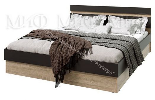 Кровать Ким с ПМ 1600 мм Графит Софт, Дуб Сонома