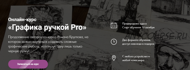 [Художник Online] Графика ручкой Pro. Тариф Без обратной связи (Роман Круглов)