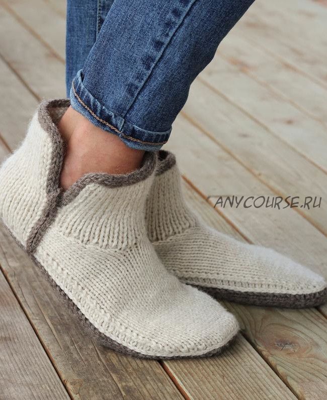 [вяжи.ру] Вязаные спицами тапки Modern Mocs (Bekah knits)