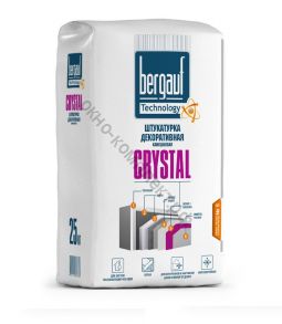 Штукатурка декоративная Bergauf CRYSTAL Камешковая, зерно 2,0 мм, белая, 25 кг, шт  код:051127