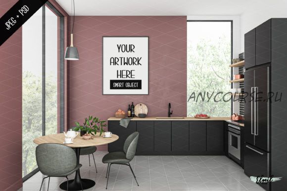 [Creativefabrica] Canvas & Frame Mockup - Modern Kitchen - 4751210 (Elmil Design)