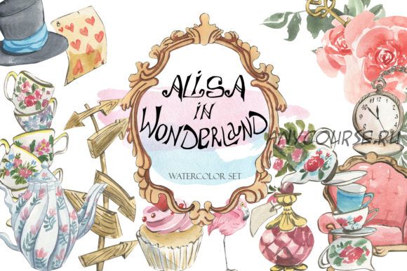 [Creativefabrica] Watercolor Alice in Wonderland (laffresco04)