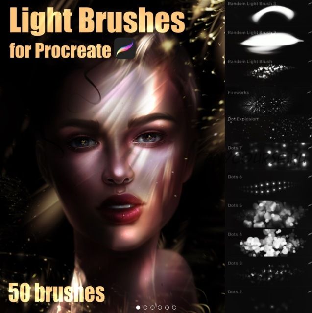 [Sandra Winther Art] 50 световых кистей для Procreate. Light Brushes for Procreate