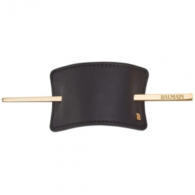 Balmain Заколка из черной кожи Hair Barrette Leather Black