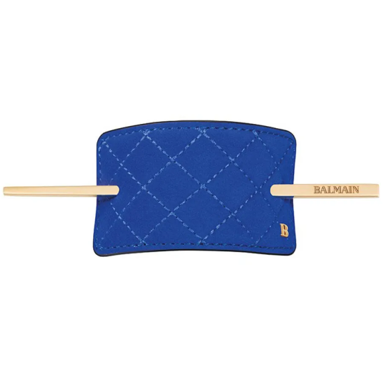 Balmain Заколка со шпилькой замшевая синяя Genuine Suede Hair Barrette blue