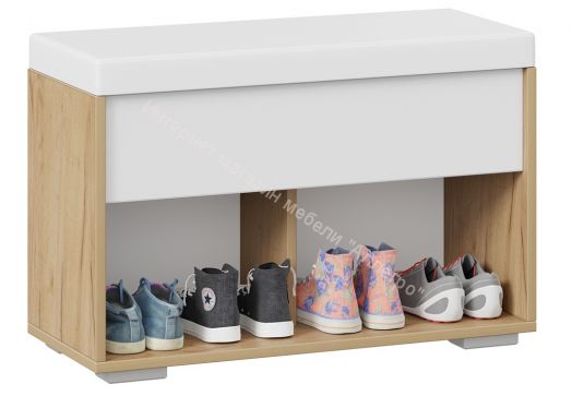 Тумба для обуви "Ханна" Исп.2 (Дуб крафт золотой/Кожзам белый ясень)