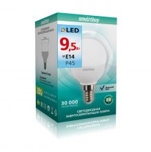 Лампа светодиодная шар P45-9.5W-4000K-E14,SMARTBUY