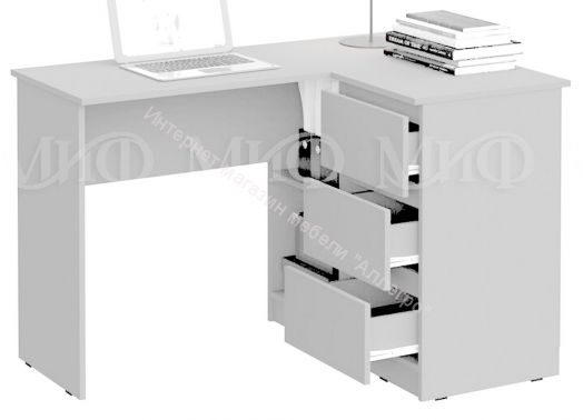 Стол письменный угловой Челси Белый глянец холодный, Белый