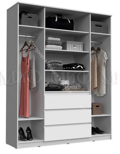 Шкаф 1600 Челси Белый глянец холодный, Дуб Сонома