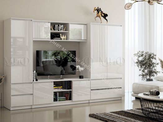 Шкаф двухстворчатый комбинированный "Челси" Белый глянец холодный/Белый