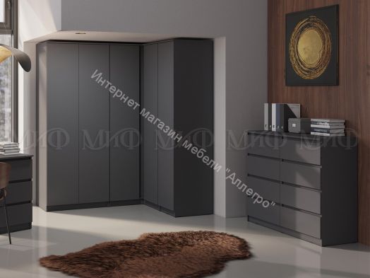 Шкаф двухстворчатый комбинированный "Челси" Графит