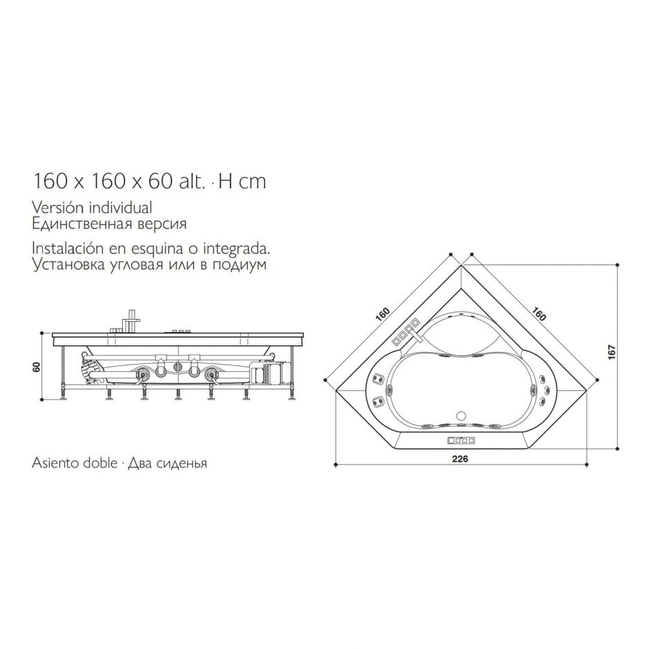 Гидромассажная угловая ванна Jacuzzi Aura Corner 160x160 Wood ФОТО