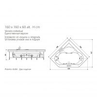 Гидромассажная угловая ванна Jacuzzi Aura Corner 160x160 Wood схема 2