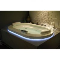 Гидромассажная ванна Jacuzzi Opalia Corian встраиваемая с 6 форсунками и 2 подголовниками 195x115 схема 3