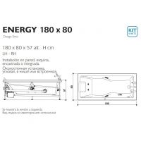 Гидромассажная ванна Jacuzzi Energy 180x80 универсального монтажа схема 2