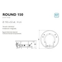 Гидромассажная акриловая круглая ванна Jacuzzi Round 150 встраиваемая 150x150 схема 2