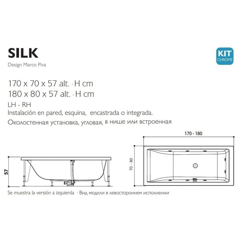 Гидромассажная ванна Jacuzzi Silk 170 белая глянцевая 170x70 ФОТО