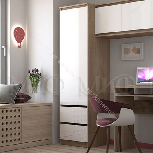 Пенал Челси Белый глянец холодный, Дуб Сонома