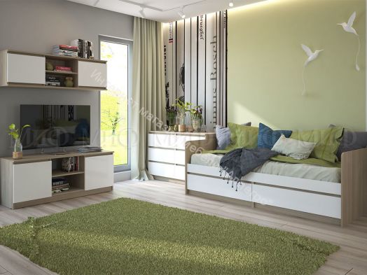 Полка открытая (Антресоль) Челси Белый глянец холодный, Дуб Сонома