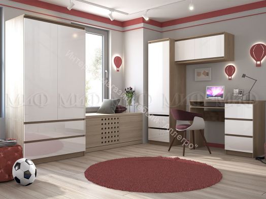 Антресоль малая Челси Белый глянец холодный, Дуб Сонома