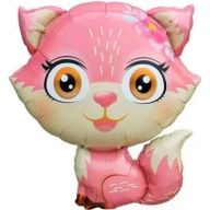 Шар фигура 27/69 Лисенок с цветком розовый