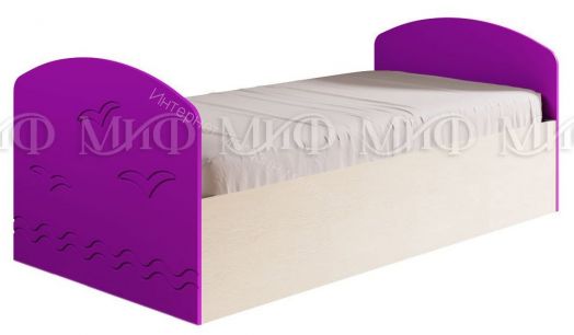 Кровать "Юниор-2" 2,0*0,8 м Фиолетовый металлик, Дуб беленый