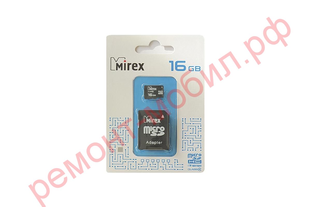 Карта памяти MicroSDHC Mirex 16 GB ( 4 class ) с адаптером