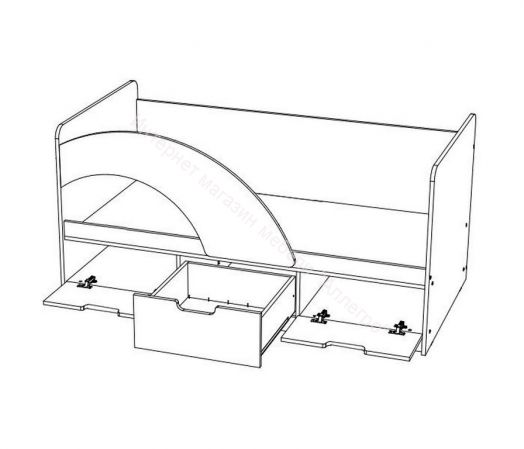 Кровать "Юниор-3" 1,6*0,8 м Шарли Бриз, Дуб беленый