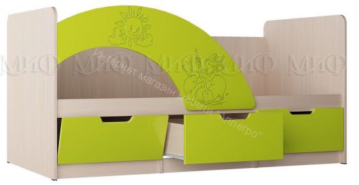 Кровать "Юниор-3" Мульт 1,6*0,8 м Розовый, Дуб беленый