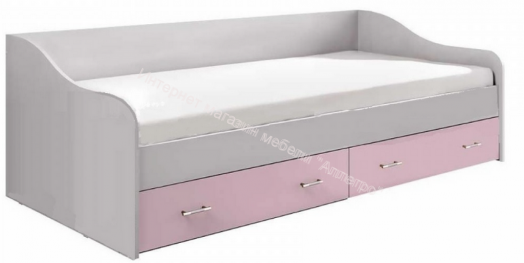 Кровать с ящиками "Вега Fashion" 2,0*0,9 м Розовый, Белый