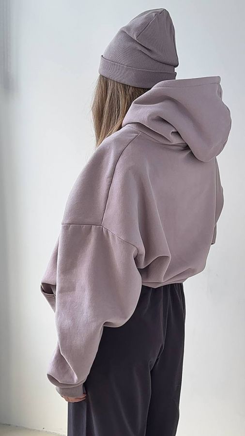 Худи оверсайз с начесом туман