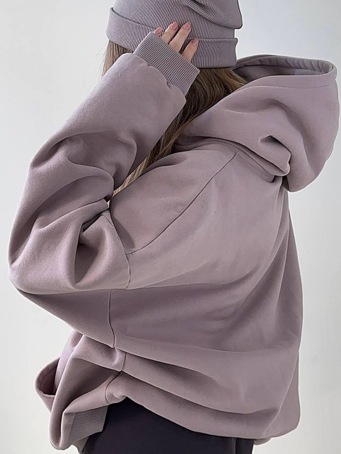 Худи оверсайз с начесом туман