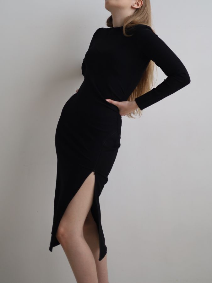 Платье Forza с разрезом черное