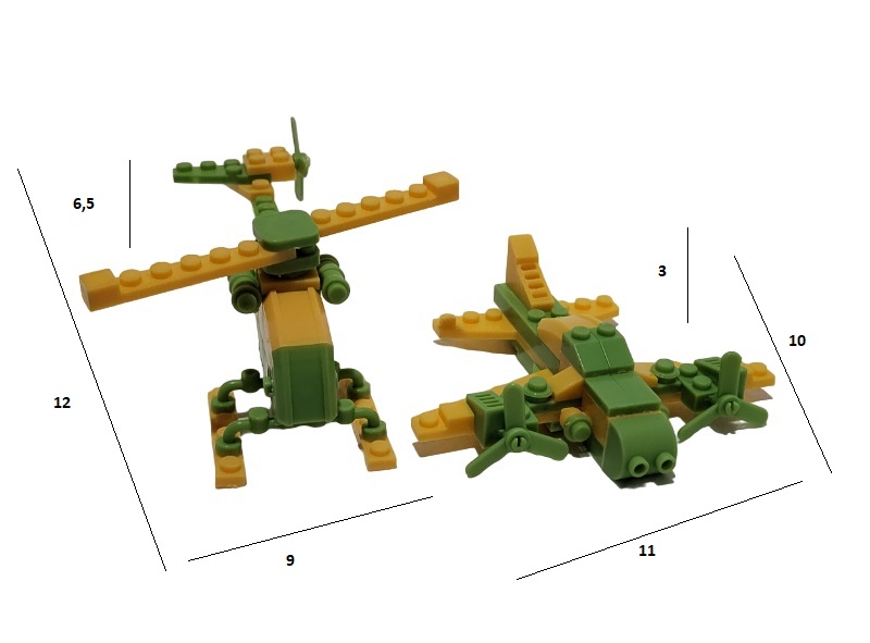 Конструктора мини набор 2 шт. вертолет, самолет 54 детали