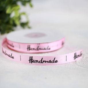 Лента атласная для творчества 10 мм. Handmade, розовая