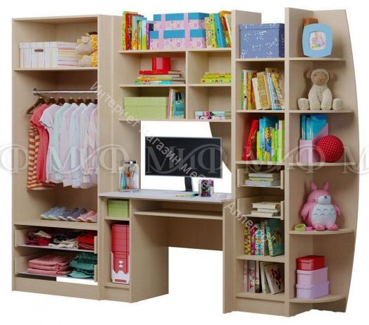 Модульная детская "Юниор-2" Салатовый металлик, Дуб беленый