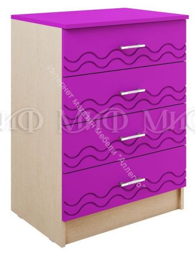 Комод "Юниор-2" Оранжевый металлик, Дуб беленый