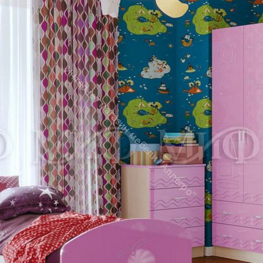 Модульная детская "Юниор-2" Сиреневый металлик, Дуб беленый