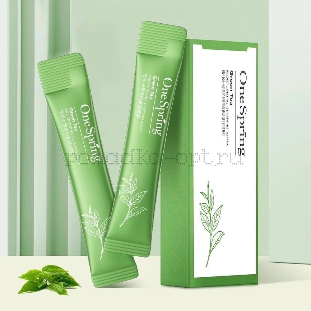 ONE SPRING Green Tea Moisturizing Sleeping Mask ночная гель-маска для лица с зеленым чаем