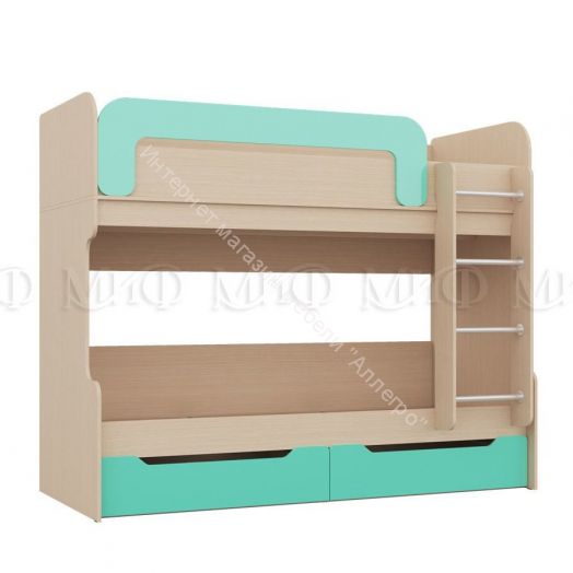 Кровать-чердак "Юниор-1"  1,8*0,8 м Бирюза матовая