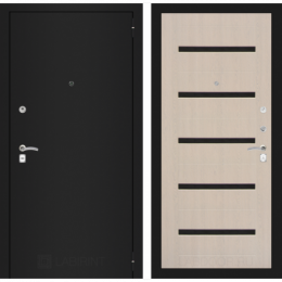 Дверь Входная Лабиринт CLASSIC шагрень черная 01 Беленый дуб, металлическая