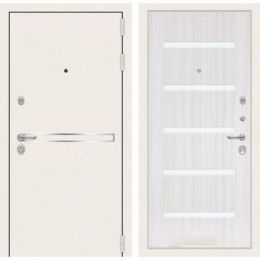 Дверь Входная Лабиринт Лайн WHITE 01 Сандал белый, стекло белое