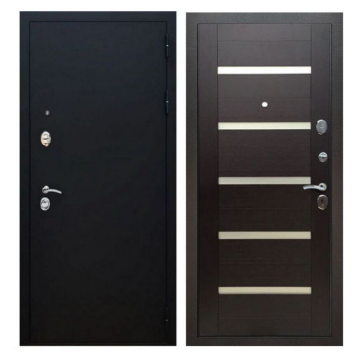 Дверь входная металлическая Great Doors X5 Черный муар Царга СБ-14 Венге Белый Лакобель
