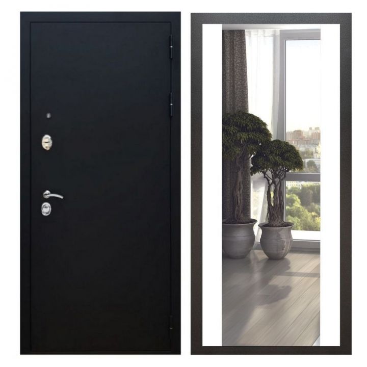 Дверь входная Great Doors X5 Черный муар Зеркало Макси Белый Софт