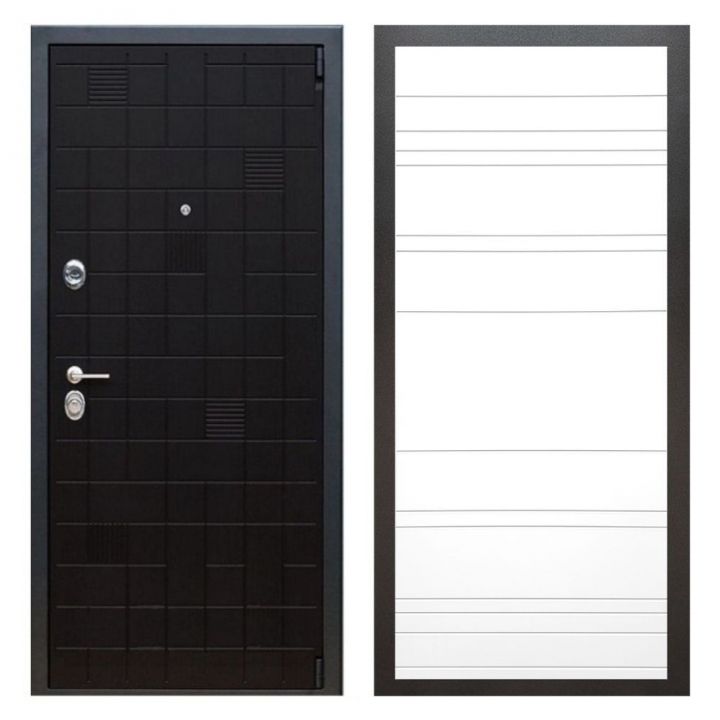 Дверь входная металлическая Great Doors Х12 Тетрис Ясень Черный ФЛ-14 Белый Софт