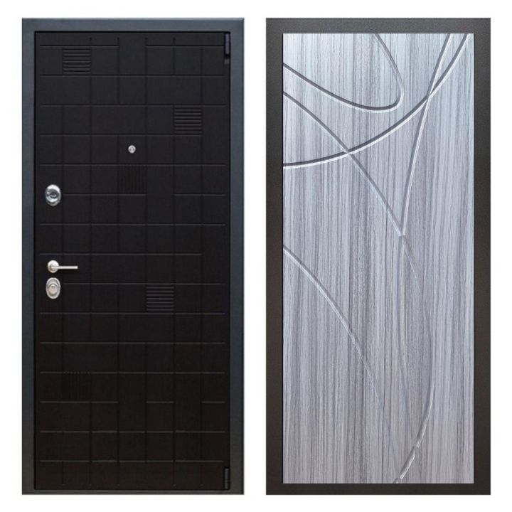 Дверь входная металлическая Great Doors Х12 Тетрис Ясень Черный ФЛ-247 Сандал Серый